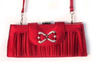 Clutch Bag rot mit Strass-Schnalle