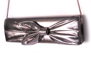 Clutch Bag silber-bronze mit Schleife