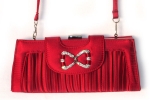 Abendtasche - Clutch Bag rot mit Strass-Schnalle